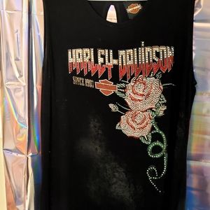 Lace up Back Flowy Rhinestone Tank